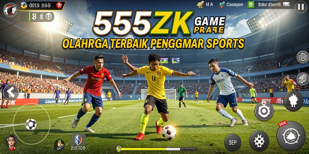 Screenshot permainan 555ZK yang menampilkan aksi pertandingan olahraga.