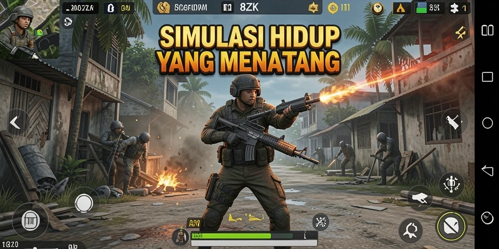 Screenshot utama gameplay <strong>8ZK</strong> menampilkan aksi seru dalam simulasi kehidupan.