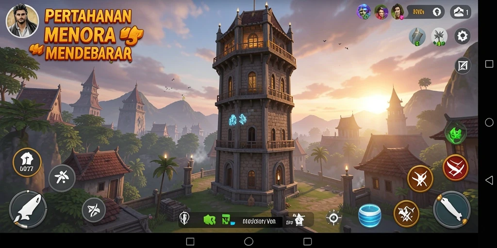 Gameplay C0077 menampilkan strategi menara yang mendebarkan untuk pertahanan.