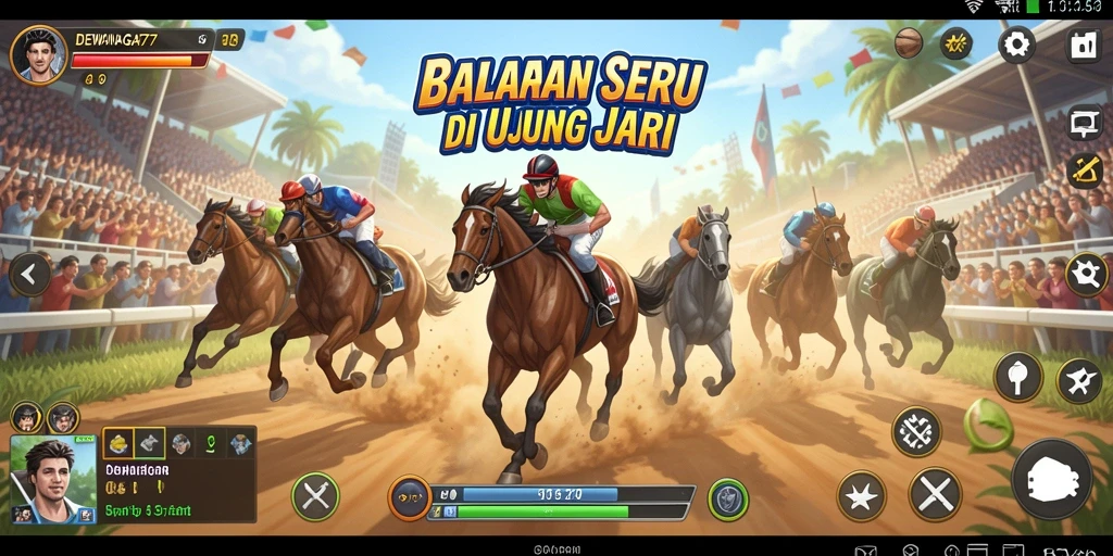 Screenshot DEWANAGA77 menampilkan aksi balapan yang mendebarkan dan mobil yang cepat.