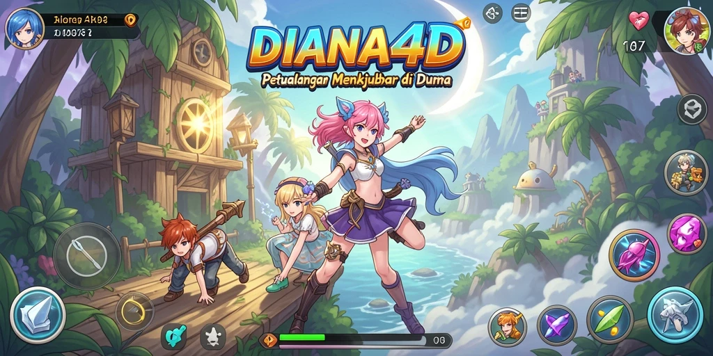 Tampilan gameplay DIANA4D yang penuh aksi dan warna.