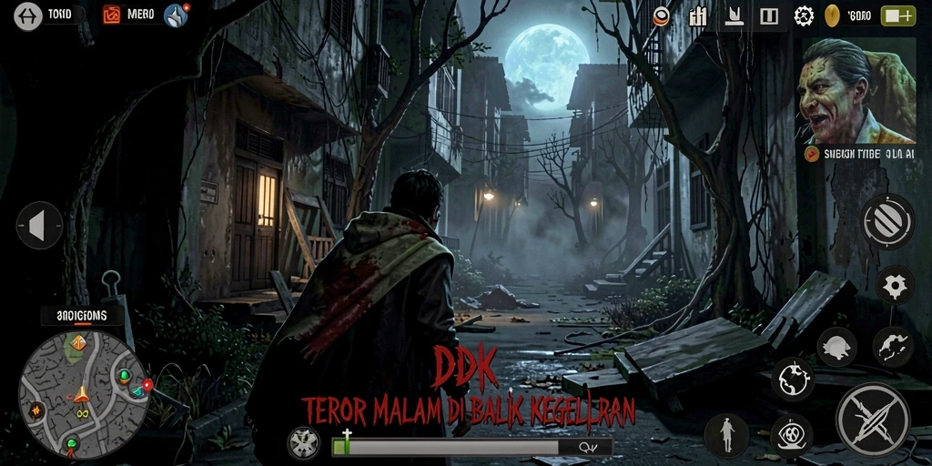 Gameplay DKK dengan penampakan menakutkan yang menyelimuti suasana.