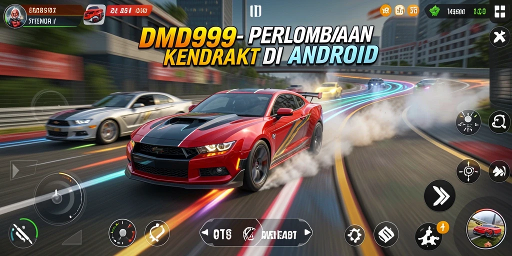 Tampilan gameplay DMD999 yang seru dan mendebarkan saat balapan.