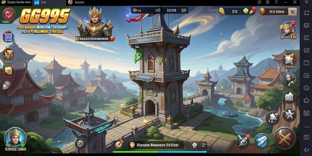 Tampilan gameplay GG999 menunjukkan strategi menara yang mendebarkan.