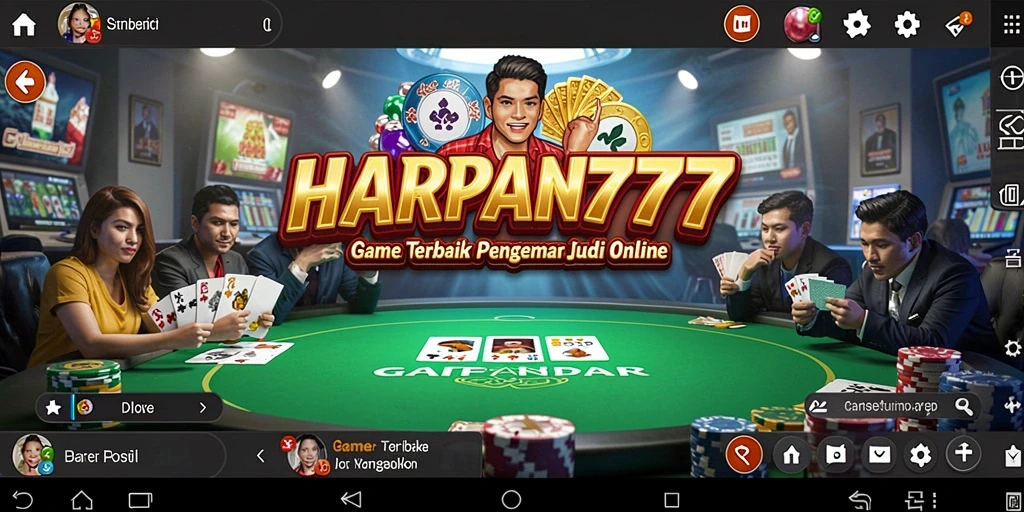 Screenshot gameplay Poker di HARAPAN777 yang menunjukkan keseruan permainan.