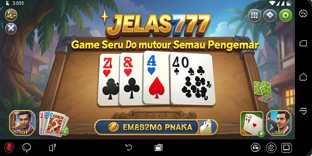 Tampilan gameplay seru dari JELAS777 yang menghadirkan Domino klasik.