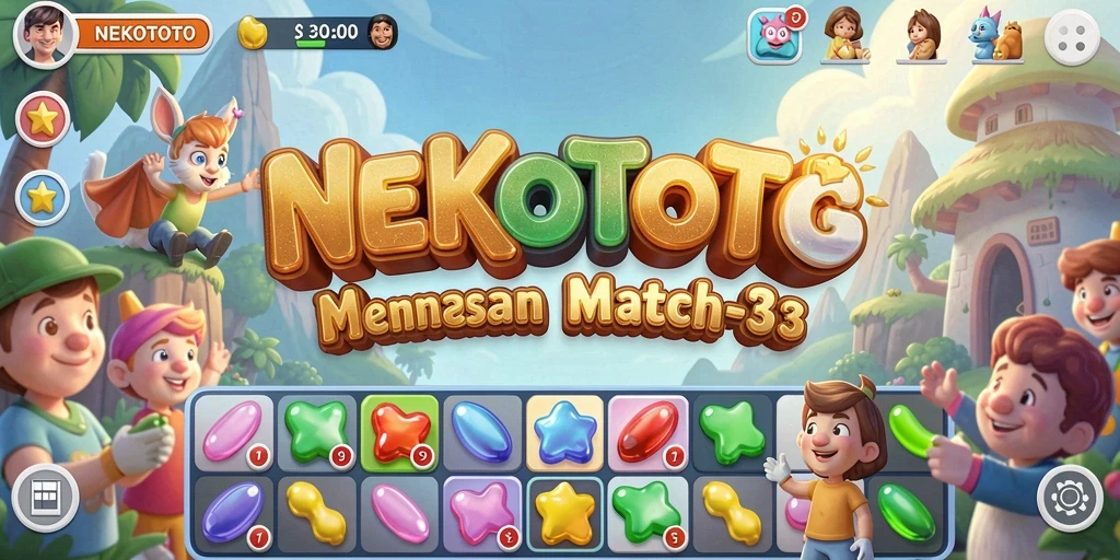 Tampilan gameplay <strong>NEKOTOTO</strong> yang penuh warna dan seru.