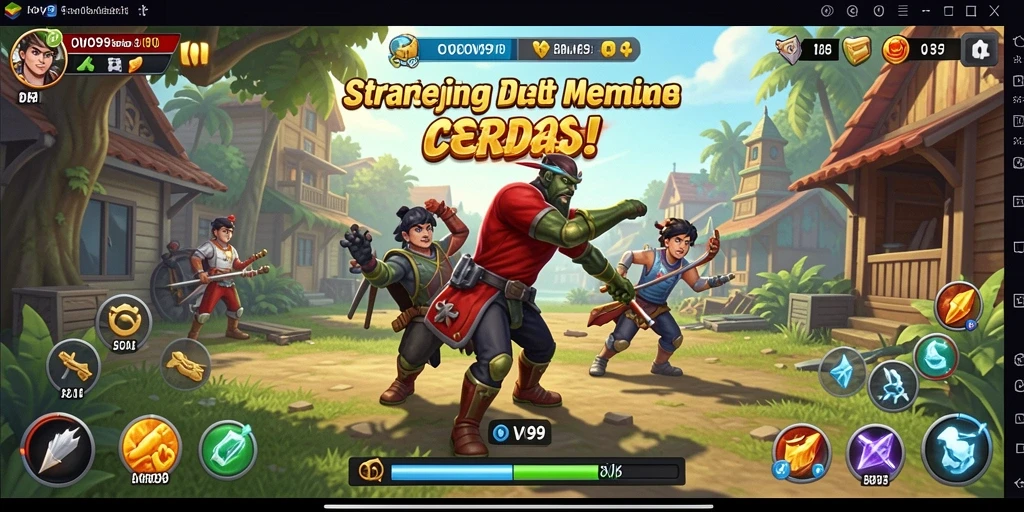 Screenshot gameplay OVO99 menampilkan pertempuran strategi yang mendebarkan.