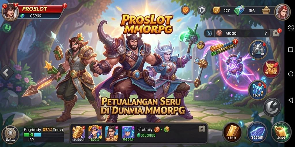 Screenshot gameplay PROSLOT menunjukkan aksi pertempuran yang mendebarkan.