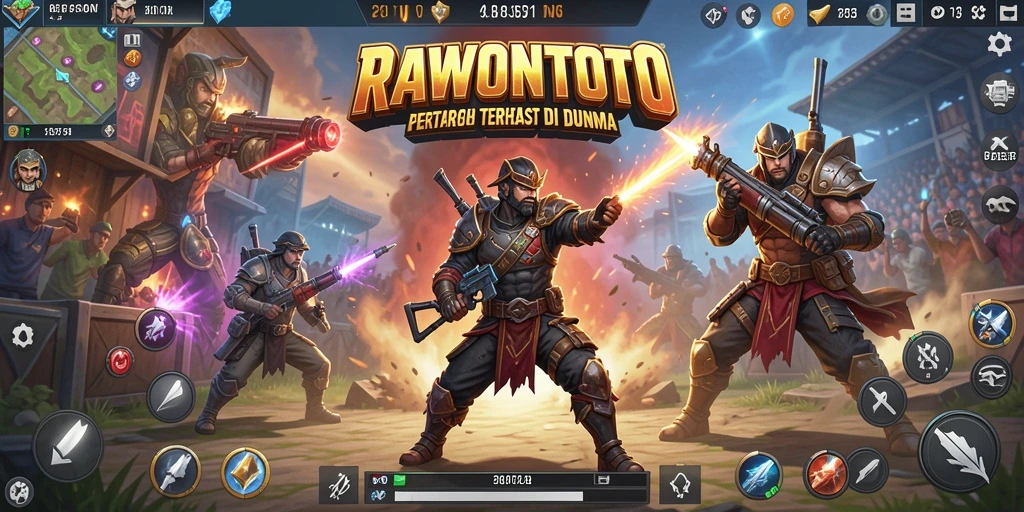 Screenshot menunjukkan pemain beraksi dalam pertempuran Battle Royale yang mendebarkan.