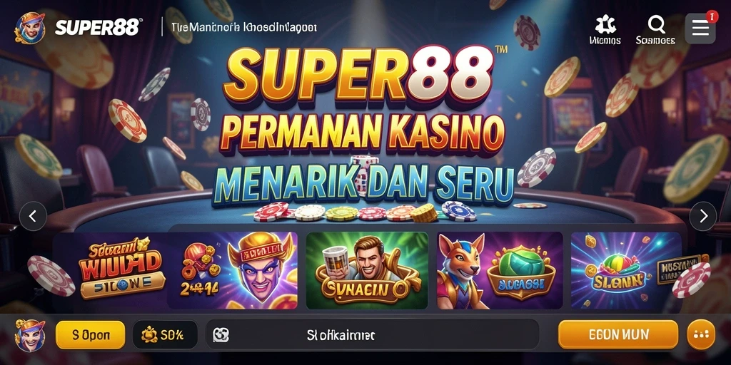 Tampilan gameplay menegangkan dari SUPER88 dengan fitur kasino yang menarik.