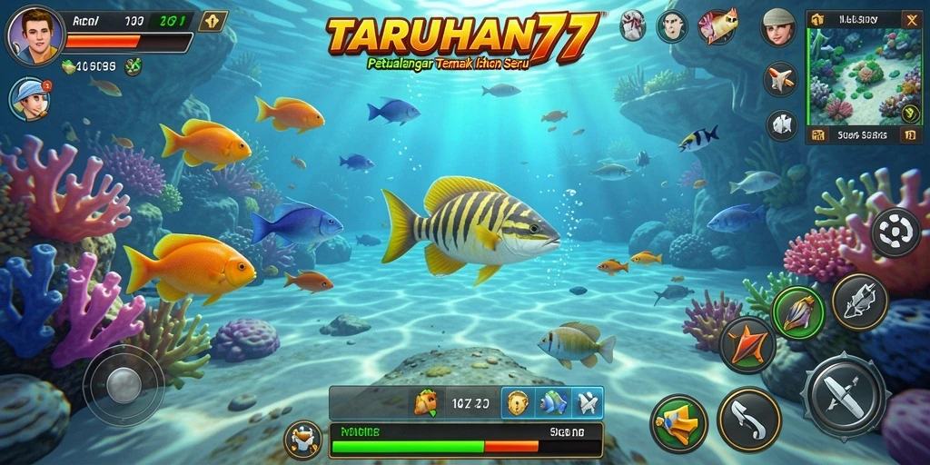 Tampilan gameplay menarik dalam TARUHAN77 dengan aksi tembak ikan.