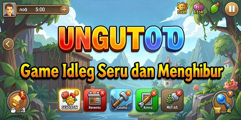 Screenshot gameplay UNGUTOTO yang menampilkan karakter dan sumber daya dalam permainan Idle.