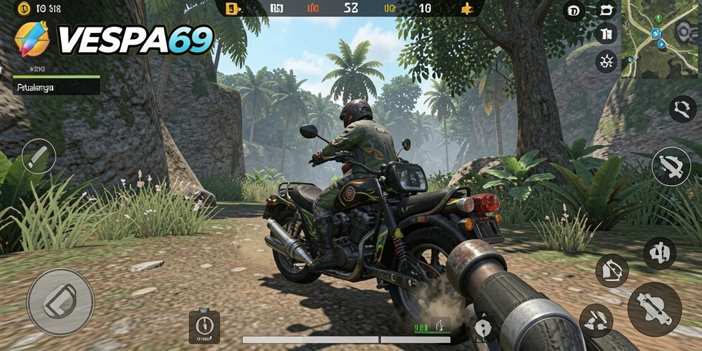 Tampilan gameplay VESPA69 yang penuh aksi dan seru.